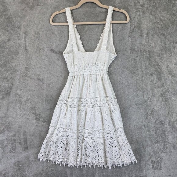 Temptation Positano Dress Womens Small White Alyssa Eyelet Lace Boho Made Italy - Picture 2 of 9